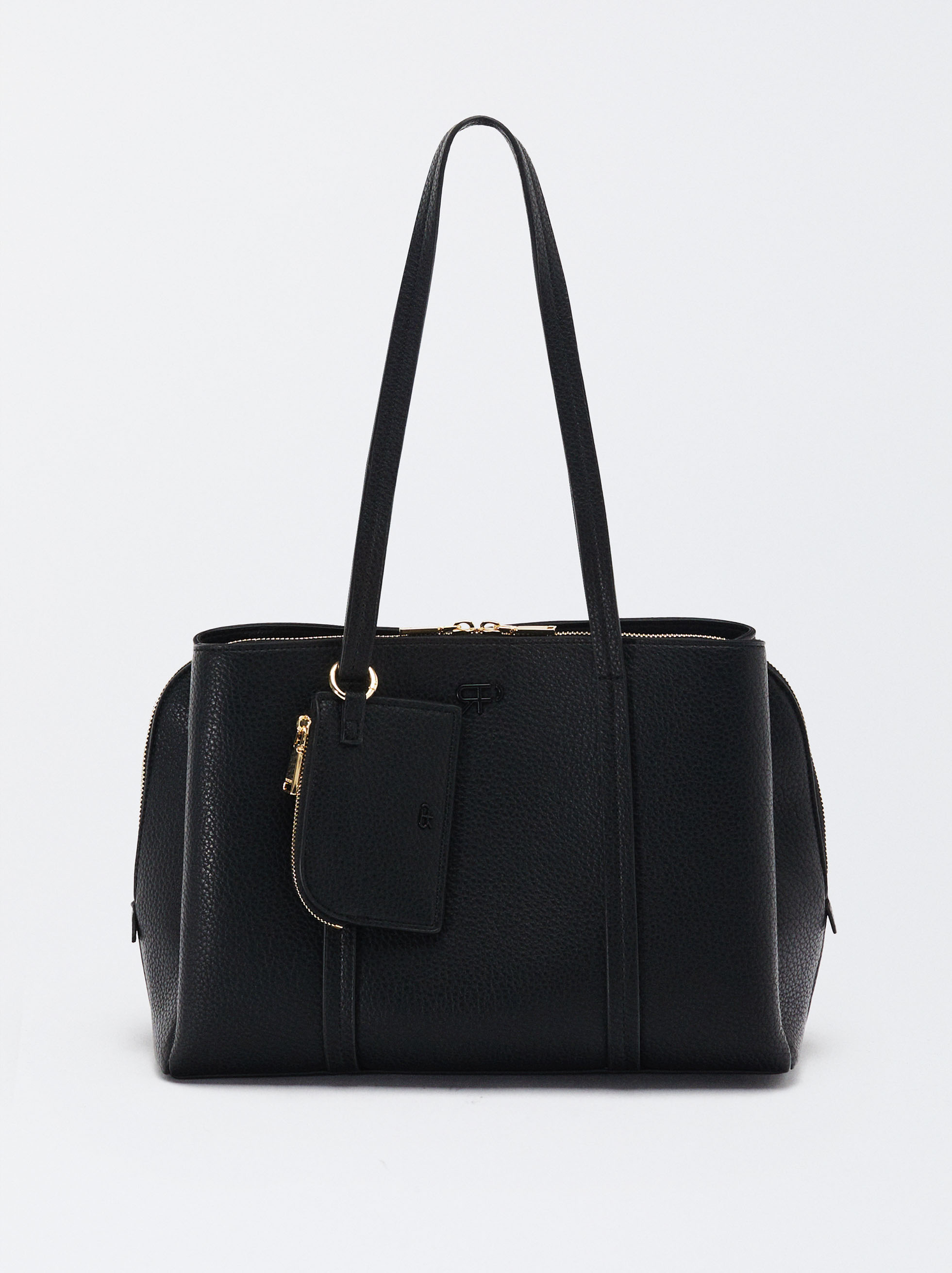 Shopper Bag With Pendant Black | Parfois