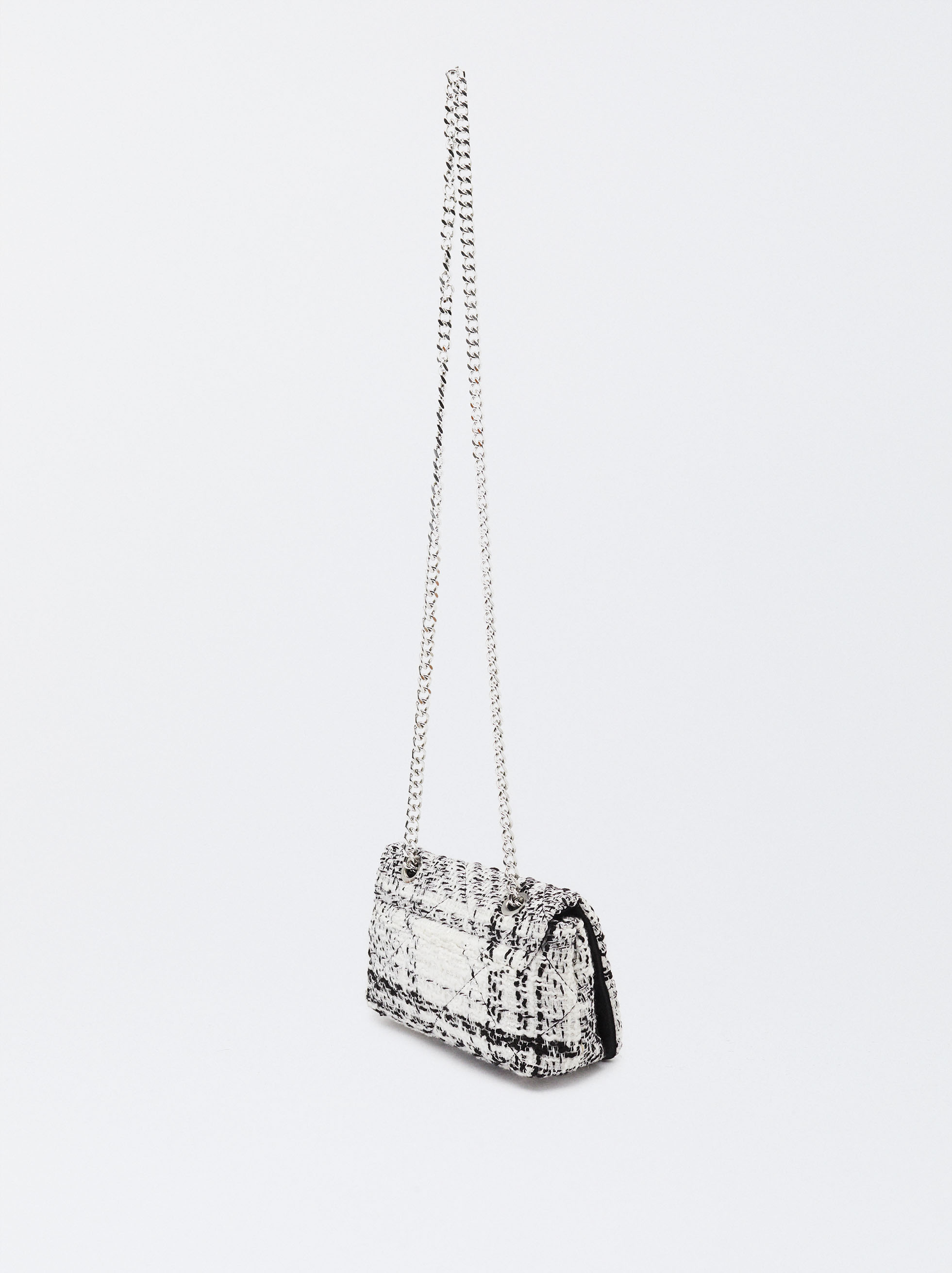 Tweed Bag With Chain Strap Black | Parfois