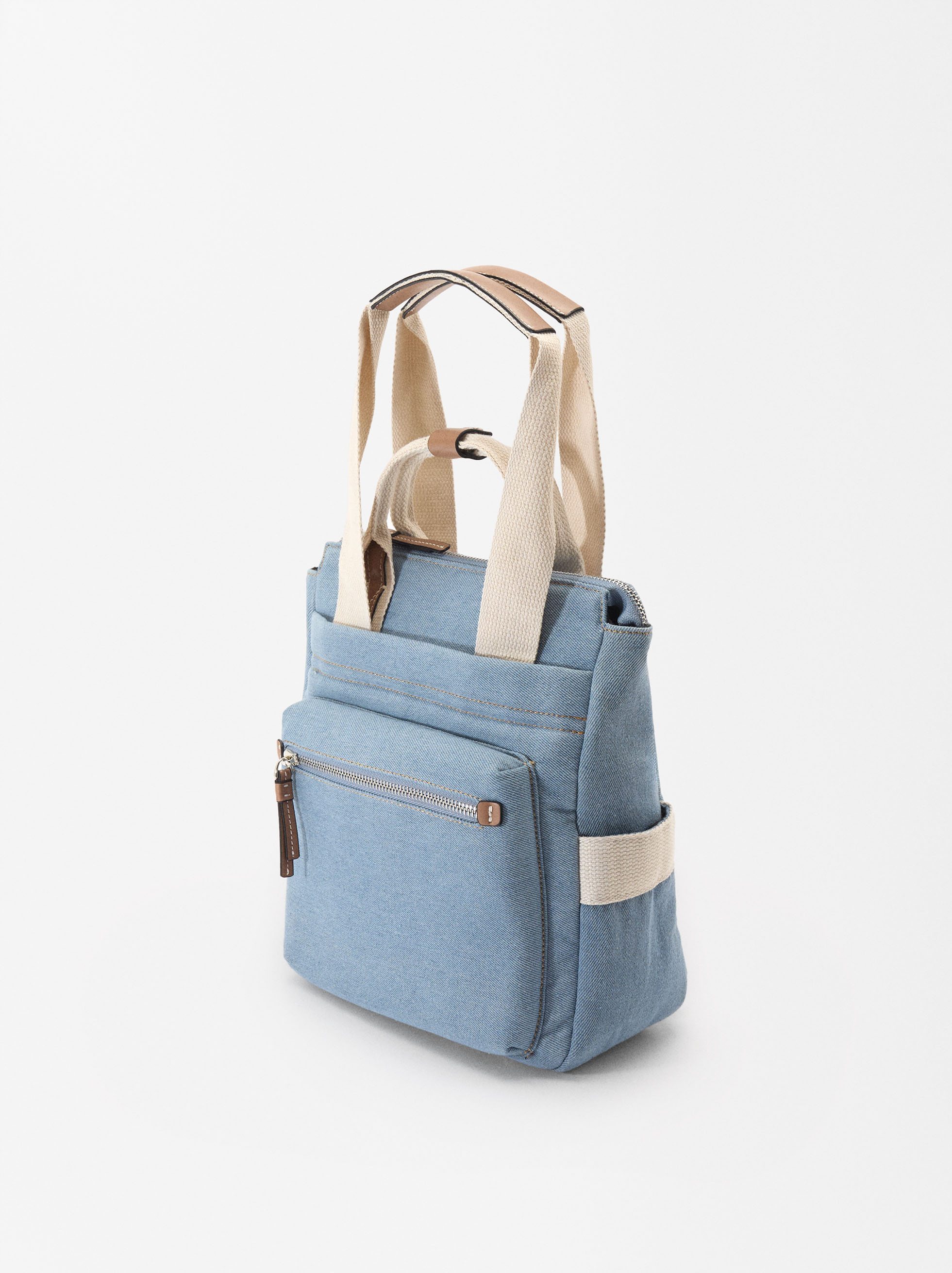 Denim Backpack With Multi-Way Straps image number 4.0
